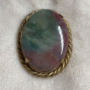 Oval Shaped Stone Brooch